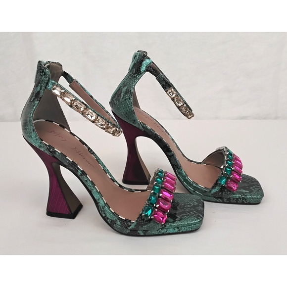 Betsey Johnson Emani Heels Women's Size 9.5 Teal & Purple w/ Rhinestones #W4154 - Picture 3 of 16